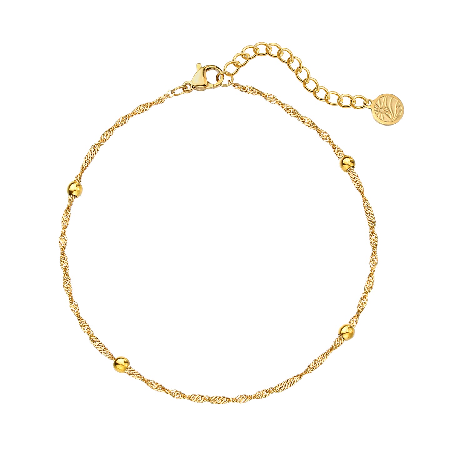 Sunset Sands Twisted Chain Anklet - 14K Gold Plated Stainless Steel